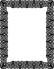 Elegant black and white vintage floral frame border illustration