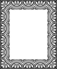 Elegant black and white vintage frame with floral ornament, ideal for antique photo or art decoration