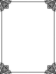 Floral frame and border design with vintage flower scroll pattern illustration for elegant invitation or certificate decoration