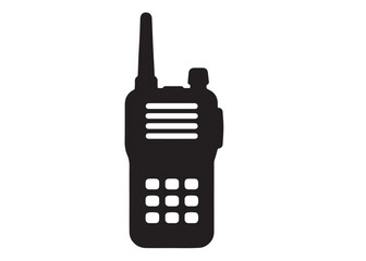 walkie talkie vector logo silhouette, military radio logo icon silhouette, walkie talkie vector logo black silhouettes illustration, walkie talkie vector silhouette logo design on white background