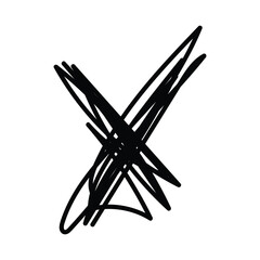Abstract Scribble X Icon in Bold Lines