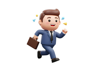 元気なビジネスマン 軽快に走る 鮮やかな3Dアニメーション