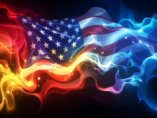 Fiery & Icy American Flag Abstract