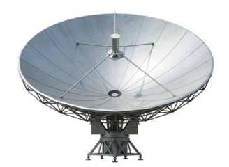 Large satellite dish antenna isolated on transparent background