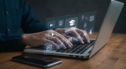 Wind Turbine Farm with Data Visualization Overlayed Representing Sustainable Energy Production and Positive Financial Growth in the Renewable Sector