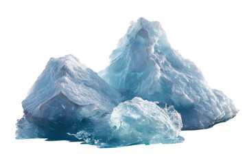 Majestic blue iceberg trio against a clear background, cut out