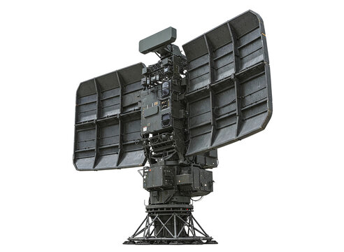 Military radar system antenna isolated on transparent background - Powered by Adobe