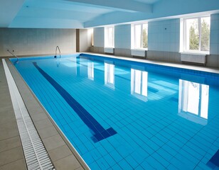 Obraz premium Indoor swimming pool with large windows