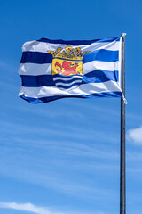 flag of Dutch province Zeeland flying in the wind