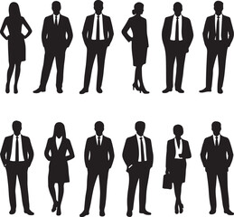 Group of Business People Silhouettes in Formal Attire