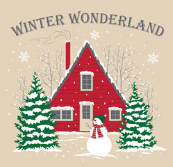 Isolated Christmas Scene For Postcard And Greetings Card