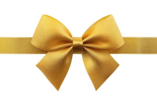 Elegant yellow bow tie with ribbon on black background, cut out