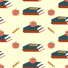 vector seamless school supplies pattern