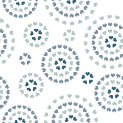 seamless cyan and gray 3D effect Heart circular textured background pattern for textiles ,dress, wallpapers