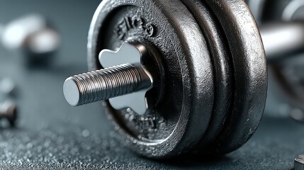 Workout equipment close-up with weights on training surface for fitness enthusiasts and bodybuilders