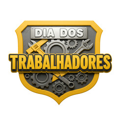 Selo Escudo de Ferramentas para Dia dos Trabalhadores Amarelo