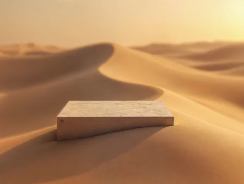 Concrete Block Podium on Sculpted Sand Dune Ridge