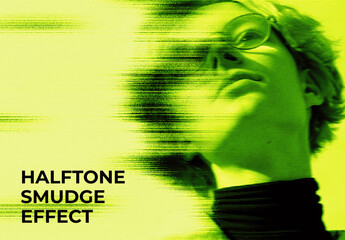 Halftone Smudge Image Effect Mockup