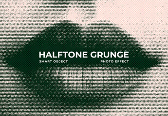 Grunge Halftone Image Effect Mockup