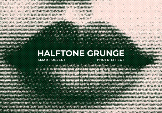 Grunge Halftone Image Effect Mockup