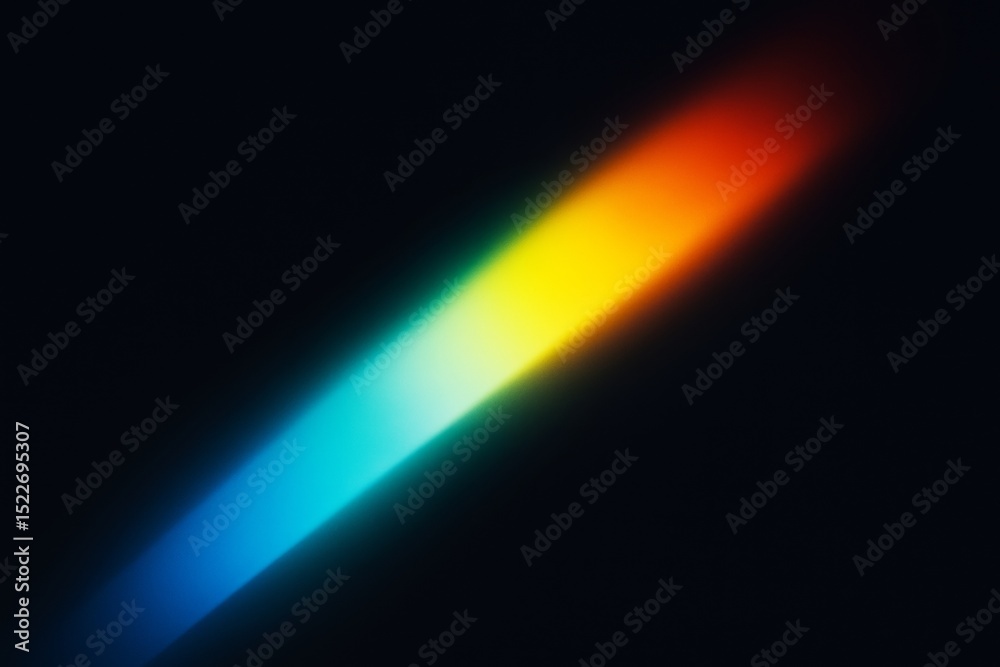 Poster abstract colored light beam spectrum on dark background, glowing gradient effect symbolizing energy,