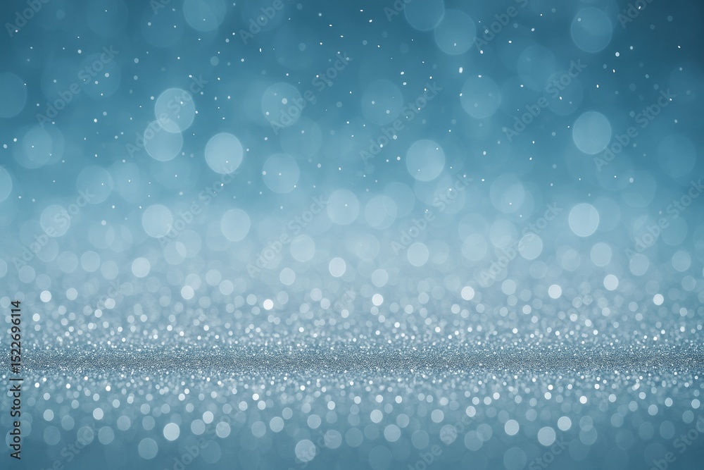 Aufkleber sparkling blue bokeh background with glittery light particles and soft blur effect for festive desig