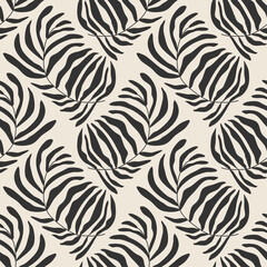 Trendy minimalist seamless botanical pattern with abstract creative hand drawn composition