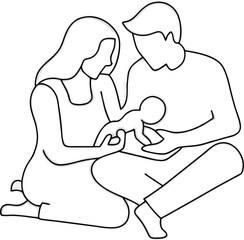 Parents with  Baby icon vector illustration on transparent background.
