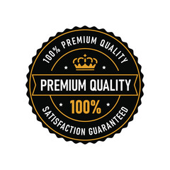 This badge showcases a premium quality guarantee with a stylish crown design. It serves as an effective visual representation for brands emphasizing excellence and customer satisfaction.