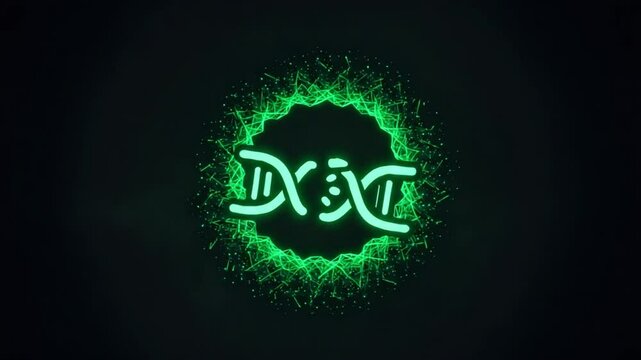 Animated Helix Structure Rotating with Glowing Particle Effects