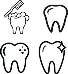 Teeth icon sheet vector illustration on transparent background.