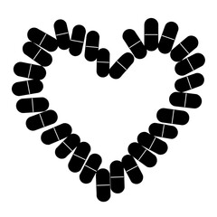 Obraz premium Silhouette of herbal capsules in heart shape, wellness and heart health
