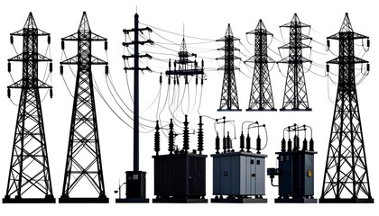 Silhouettes of power transmission equipment