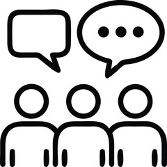 Group communication icon vector illustration representing teamwork discussion and collaboration with speech bubbles
