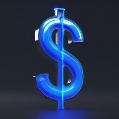 Obraz premium Illuminated blue dollar symbol on a dark background representing financial concepts money investment and finance related themes