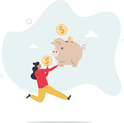 Saving money, investment or financial profit, earning growth, save money for future or wealth and deposit concept. character life .