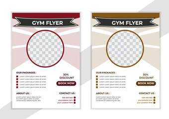 Bodybuilding fitness gym flyer poster design template. Gym/ fitness flyer template, social media post, web banner with clean and modern layout.Gym flyer design template. Flyer, social media post .