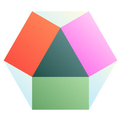 Cuboctahedron (edge view). Editable vector icon, coloured.