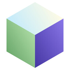Hexahedron cube. Editable vector icon, coloured.