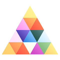 Tetractys. Editable vector icon, coloured.