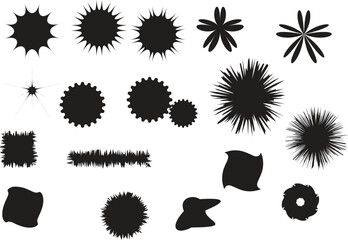 Vector illustration set of ink blots and gear sign