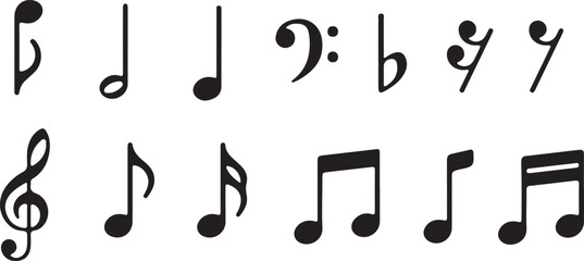 music notes on transparent background