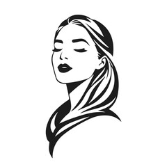 Elegant woman silhouette, female profile vector, beauty salon logo, lady face outline, stylish girl head design	