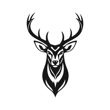 Deer head silhouette, deer face vector illustration, wild animal design, deer logo