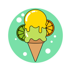 Citrus Ice Cream Cone Vector Illustration