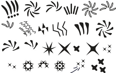 Set of black and white silhouettes of deferent shape