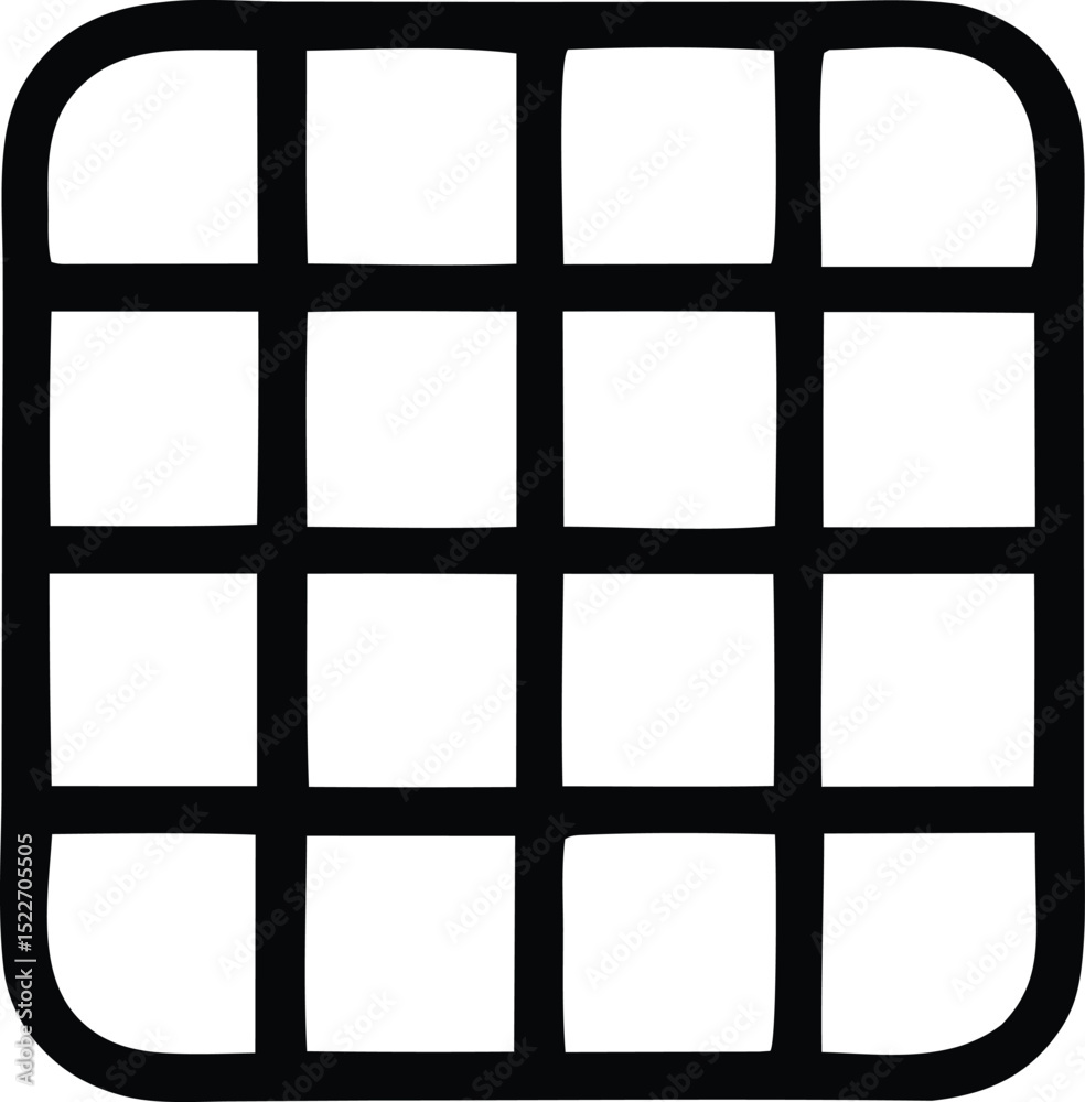 Poster a simple black and white grid pattern image with rounded corners