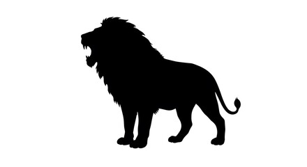 Obraz premium Roaring Lion Silhouette on White Background