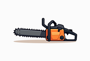Minimal chainsaw icon in flat design with strong black outline, no gradients or effects, clean and bold style for use in forestry tools, machinery symbols, or mobile interface sets
