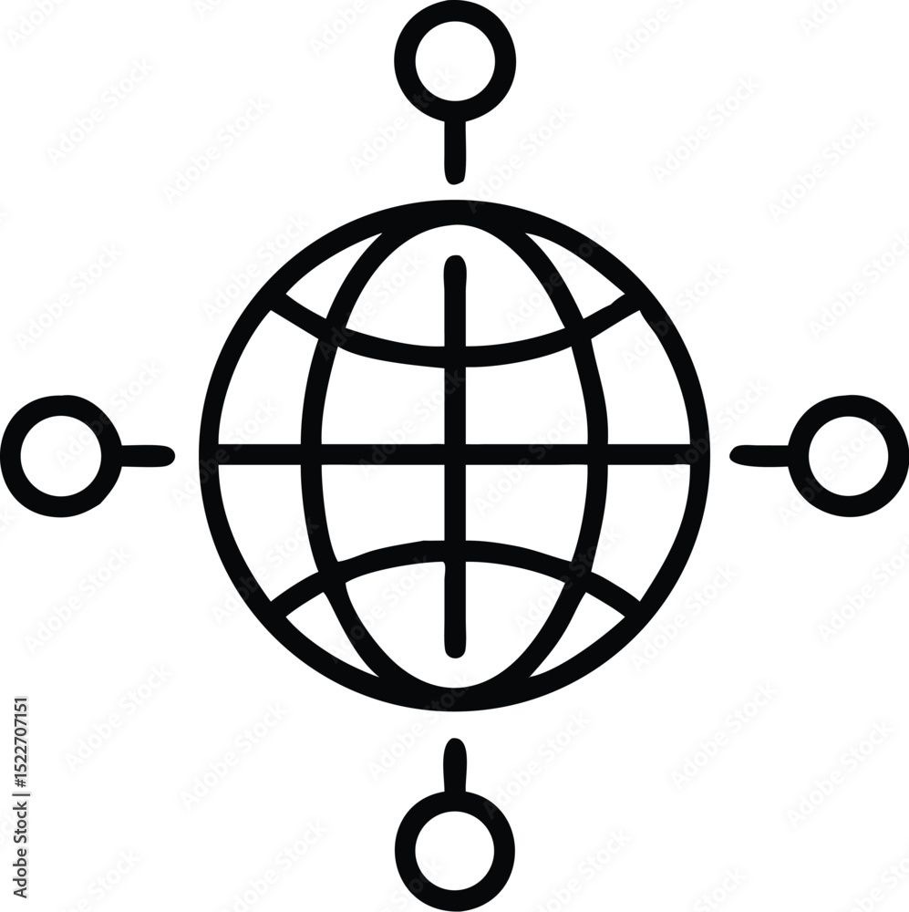 Poster global network connection icon vector representing worldwide communication and internet access point